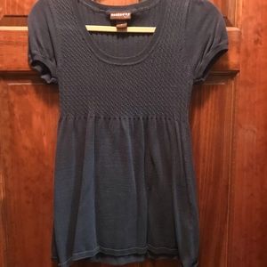 Navy blue juniors short sleeve sweater